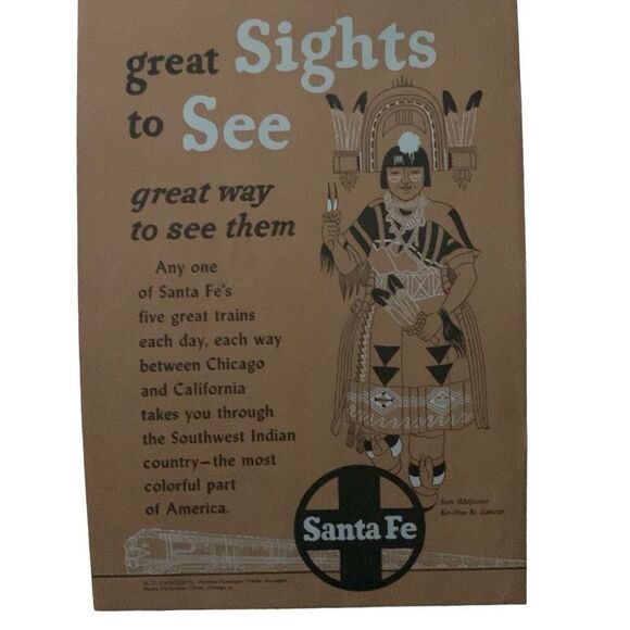 Vintage 1952 Santa Fe Great Sights To See Ad Advertisement - Picture 3 of 3
